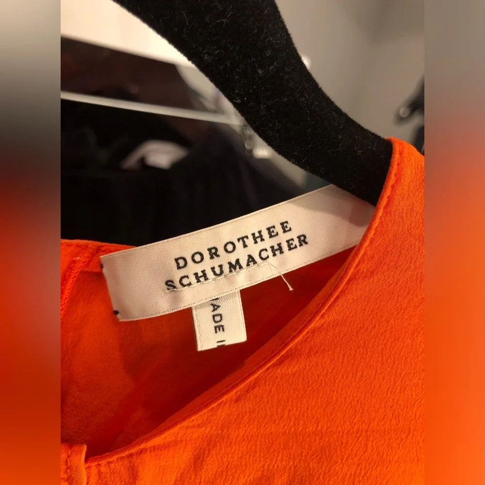 DOROTHEE SCHUMACHER Women’s Midi Silk Orange Dress With Waist Straps (XS, US 2) - Picture 3 of 12
